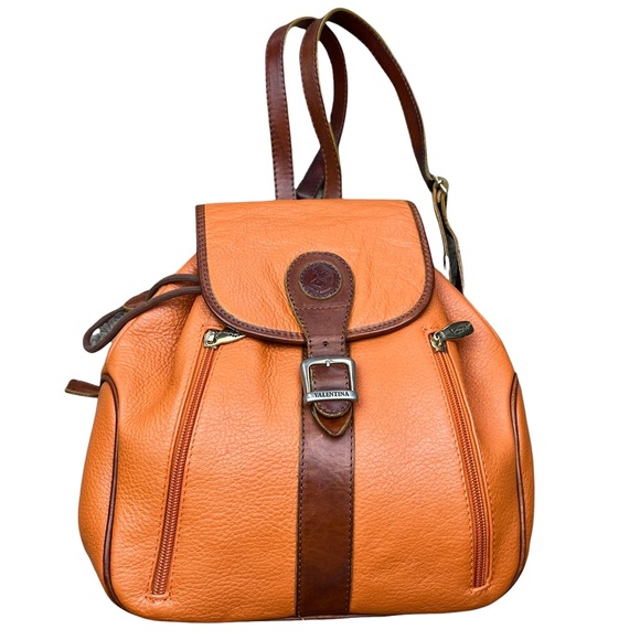 Valentina Bags Valentina Vintage Orange With Brown Trim Leather